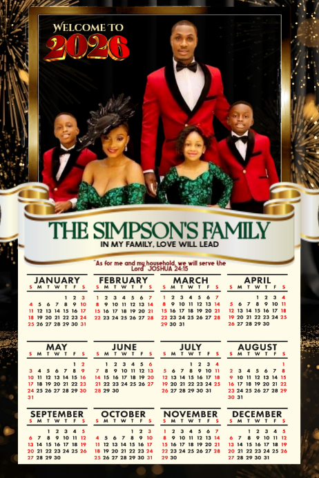 Copy of Black Maximalist New Year 2026 Family Calendar – Flyer/poster ...