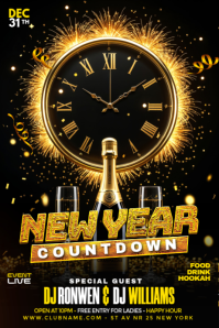 Black Maximalist New Year 2026 Nye Countdown Flyer Poster template