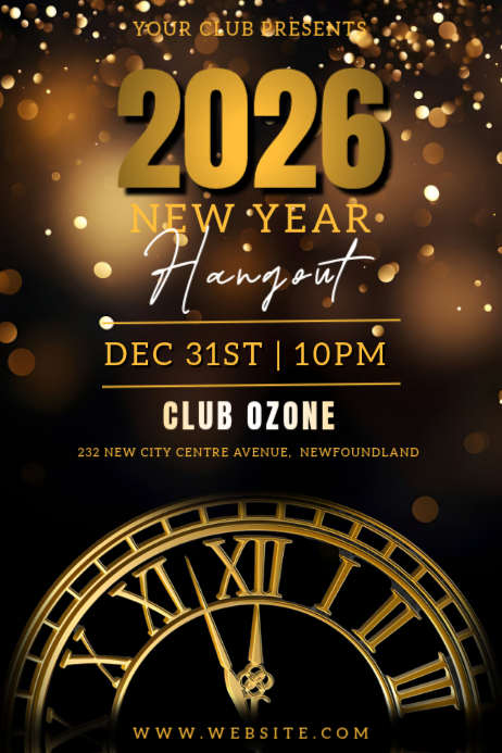 Black Maximalist New Year 2026 Wishes Poster Template | PosterMyWall