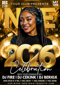 Black Maximalist New Year A3 template