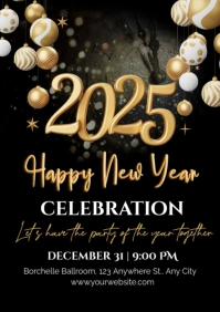 Black Maximalist New Year Celebration A1 template