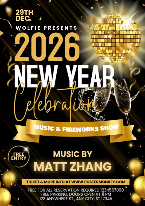 Copy of Black Maximalist New Year Celebration A4 | PosterMyWall
