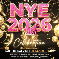 Black Maximalist New Year Celebration Instagram Post template