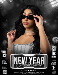 Black Maximalist New Year Celebrations Flyer template