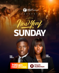 Black New Year Church Service Instagram Portrait Template