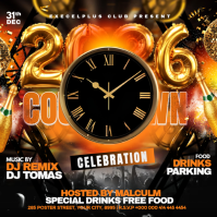 Black Maximalist New Year Countdown 2026 Celebration Instagram Post template