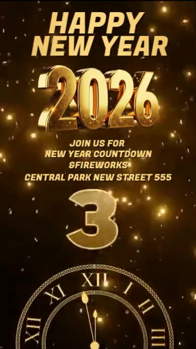 Black Maximalist New Year Countdown Digital Display (9:16) template