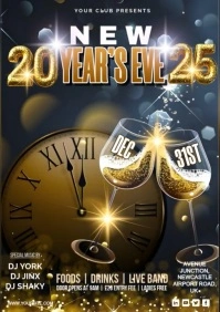 Black Maximalist New Year Eve Celebration Party  A4 template