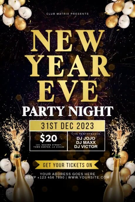 Black Maximalist New Year Eve Party Poster Template | PosterMyWall
