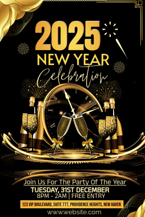 Black Maximalist New Year Eve Party Poster Template | PosterMyWall