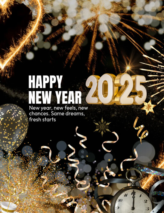 Copy of Black Maximalist New Year Flyer (us Letter) | PosterMyWall