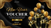 Black Maximalist New Year Gift Voucher  Presentation (16:9) template