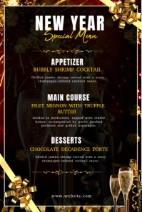 Black Maximalist New Year Menu  Pinterest Graphic template