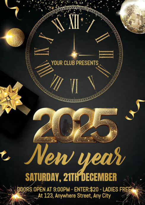 Copy of Black Maximalist New Year Party A4 | PosterMyWall
