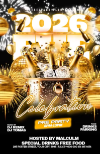 Czarny New Year Eve Party Halv side bred Template