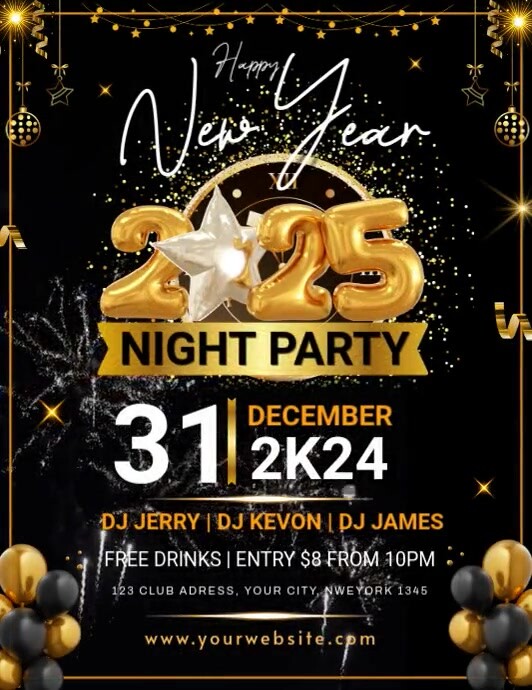 Copy of Black Maximalist New Year Party Flyer (us Letter) | PosterMyWall