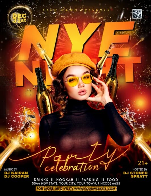 Black Maximalist New Year Party Flyer Flyer (us Letter) template