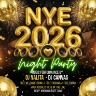 Black Maximalist New Year Party Instagram Post template