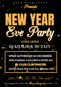 Black Maximalist New Year Party Template  A4