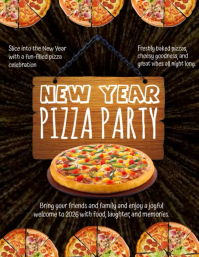 Black Maximalist New Year Pizza Party 2026 Flyer (us Letter) template