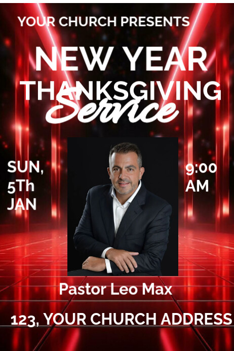 Black Maximalist New Year Thanksgiving Service Poster Plakkaat template