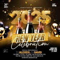 Black Maximalist New Years Eve Party Flyer Instagram Post Instagram-bericht template