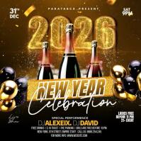 Black Maximalist New Years Eve Party Flyer Instagram Post template