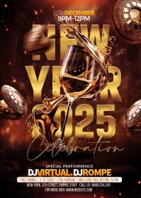 Black Maximalist New Years Party Flyer A6 template