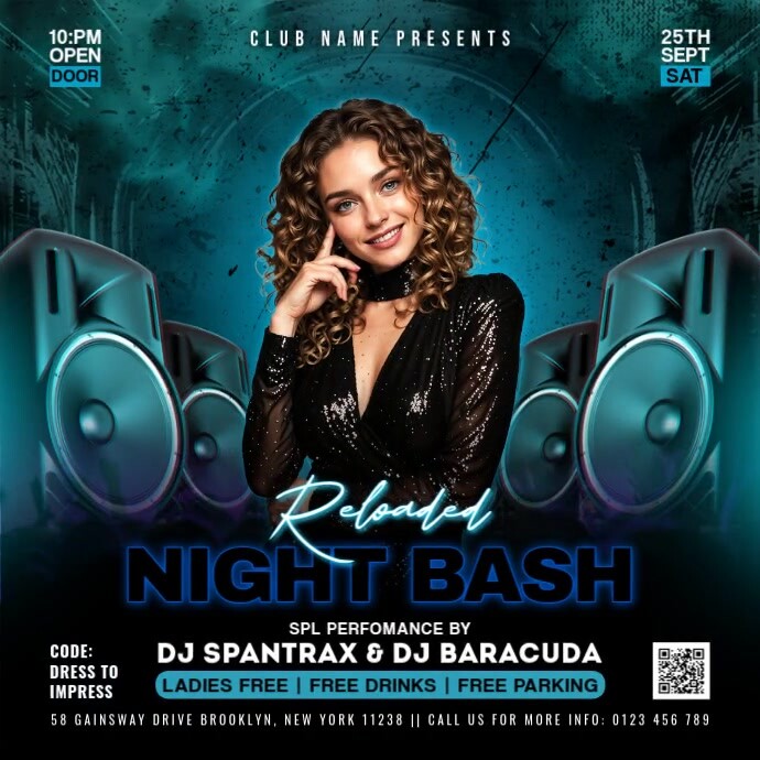 Black Maximalist Night Bash Party Instagram Post Template | PosterMyWall