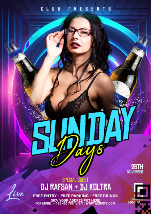 Black Maximalist Night Club Flyer A3 template