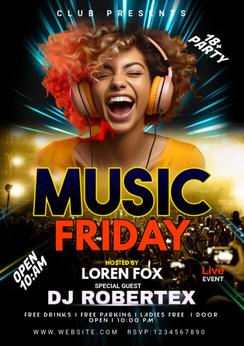 Black Maximalist Night Club Flyer A5 template