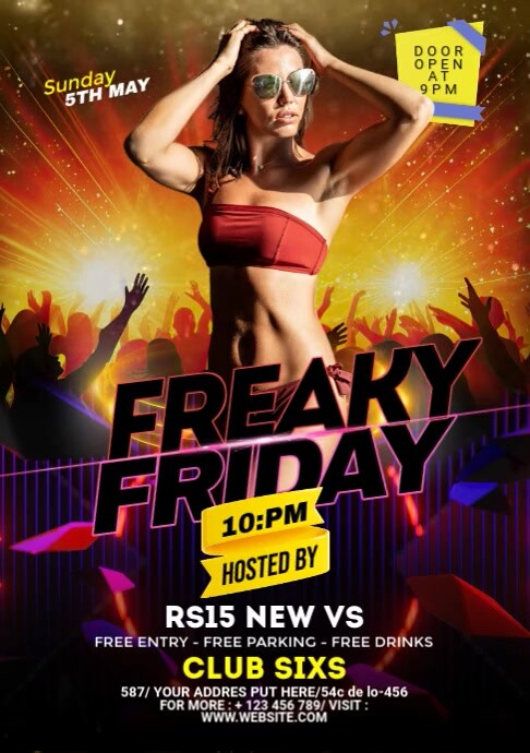 Black Maximalist Night Club Party A1 template