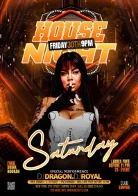 Black Maximalist Night Club Party  A5 template