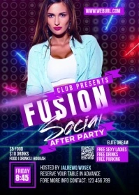 Black Maximalist Night Club Party A6 template