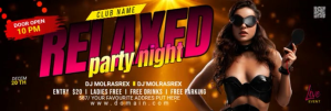 Black Maximalist Night Club Party Linkedin Banner  Linkedin Banner template