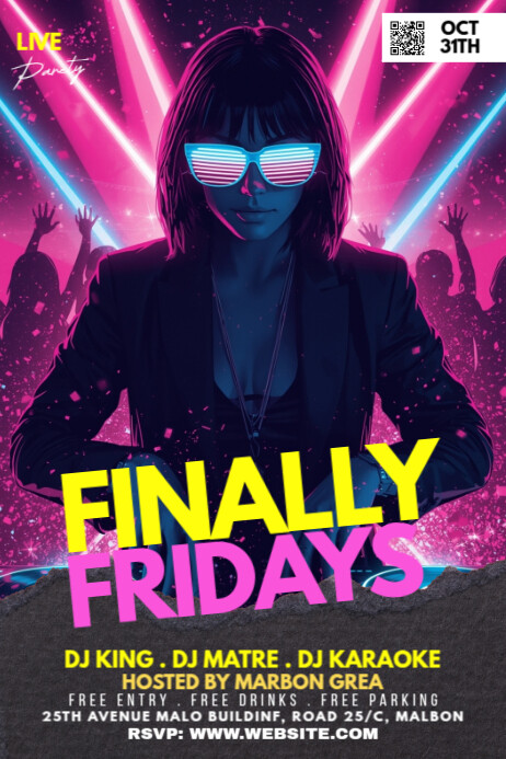 Plantilla de Black Maximalist Night Club Party Poster | PosterMyWall