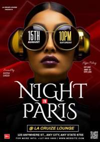 Black Maximalist Night In Paris  A3 template