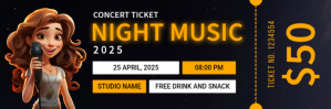Black Maximalist Night Music Concert Ticket Twitter Banner template