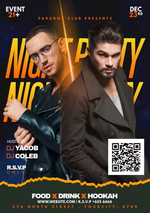 Black Maximalist Night Party A4 Template | PosterMyWall
