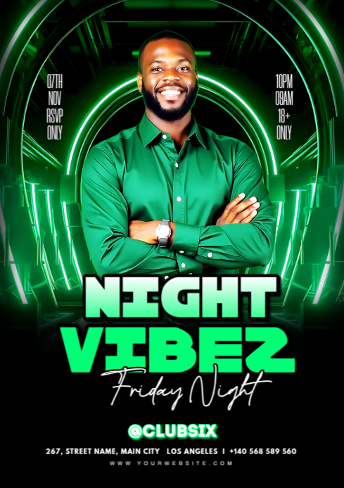 Black Maximalist Night Party Flyer A4 Template | PosterMyWall