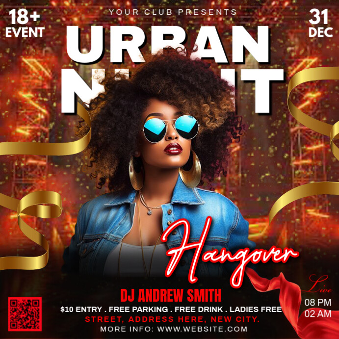Black Maximalist Night Party Instagram Post Template | PosterMyWall