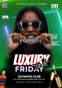 Black Maximalist Night Party Video Flyer  A3 template