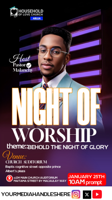 Black Maximalist Night Worship Church Instagram Story Template ...