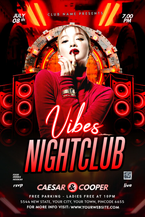 Black Maximalist Nightclub Party Flyer Poster Cartaz template