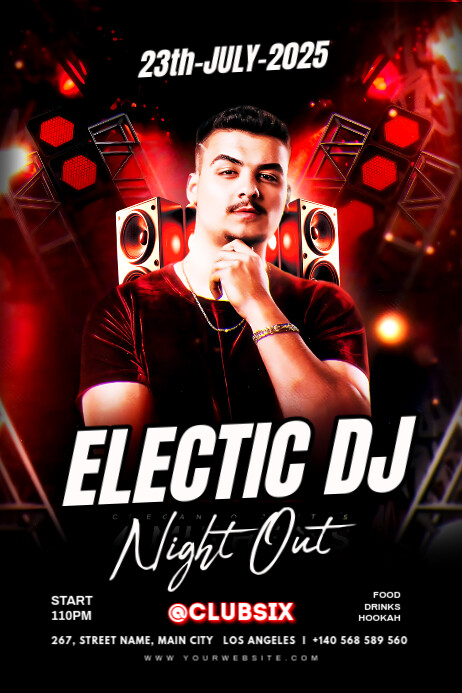 Black Maximalist Nightclub Party Poster Plakkaat template