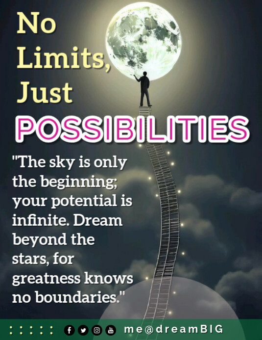 Black Maximalist No Limit Just Possibilities  Flyer (us Letter) template