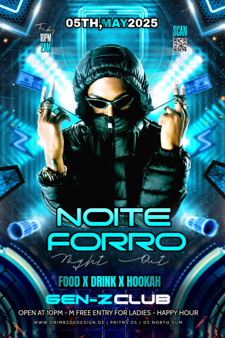 Black Maximalist Noite Party Poster Cartaz template