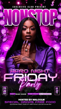 Black Maximalist Nonstop Afro Night Friday Party Flyer – Club Dj Event Poster Instagram Story template