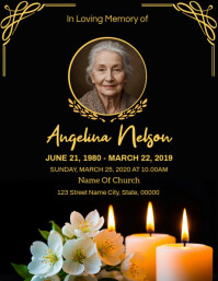 Black Maximalist Obituary Announcement  Flyer (us Letter) template