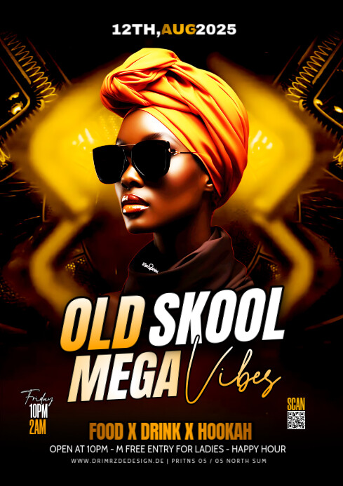 Black Maximalist Old Skool Party A4 template